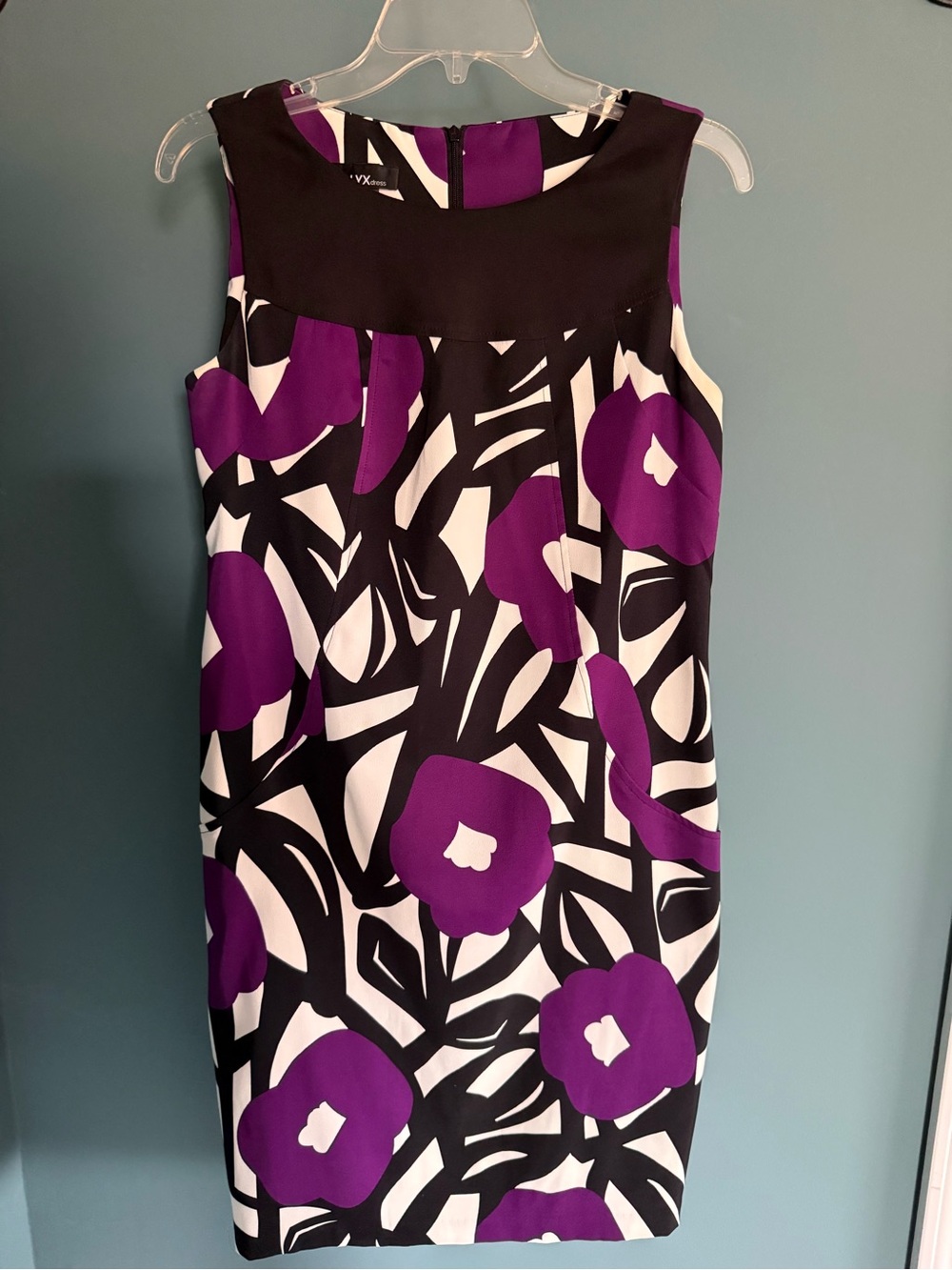 Alyx Black, White & Purple Floral Sheath Dress